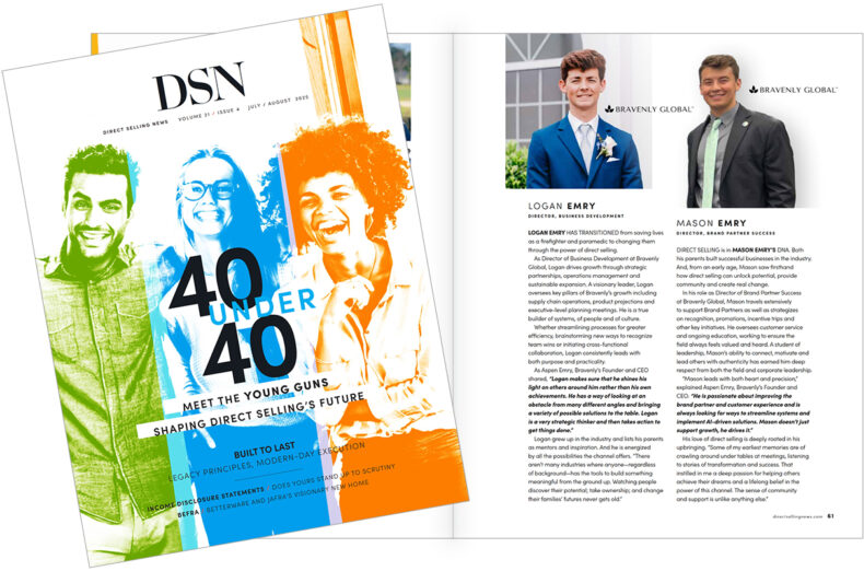 40 Under 40 Cover Story Direct Selling News - Logan Emry and Mason Emry of Bravenly Global