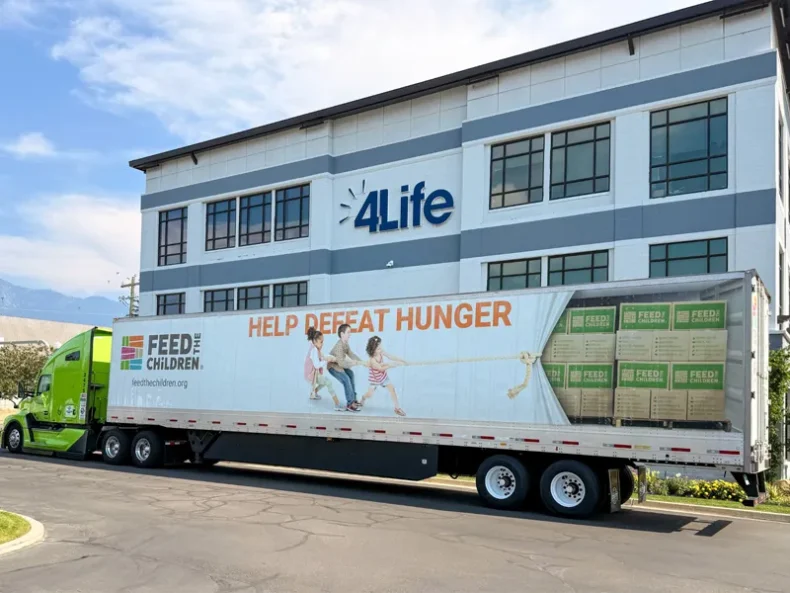 Feed the Children truck outside 4Life Global headquarters during the Resource Rally in Utah
