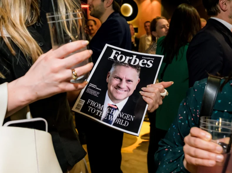 Forbes Luxembourg Release Party Magazine Cover with Rolf Sorg, CEO of PM-International