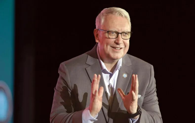 Il presidente dell'ANMP, Garrett McGrath, alla convention ANMP 2025