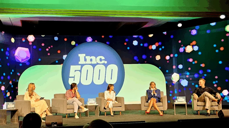Bravenly at Inc 5000. Panel with Poppi Prebiotic Soda Founders Stephen & Allison Ellsworth