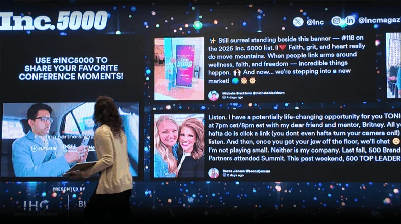Bravenly featured on the social media video wall at Inc. 5000 Conference