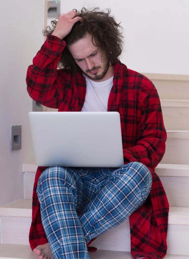 Working from home in pajamas