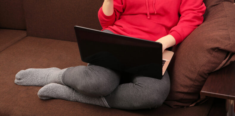 Working from home in pajamas