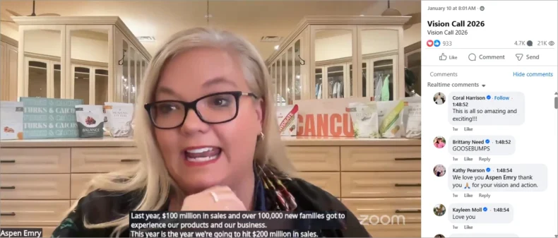 CEO Aspen Emry sharing Bravenly Global Vision 2026 and the company’s $200 million growth goal during the Vision Call