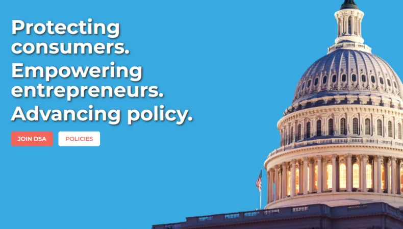 U.S. Capitol building with Direct Selling Association message: Protecting Consumers, Empowering Entrepreneurs, Advancing Policy