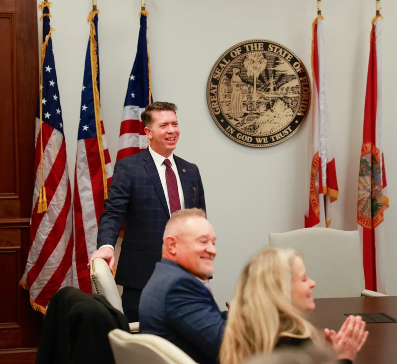 FLDSCC kickoff meeting at the Florida State Capitol in Tallahassee, Florida. Rep. Ryan Chamberlin (R) FL with FLDSCC Founder Gordon Hester and Jackie Hester.