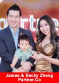 James and Becky Zheng with their family after advancing to Chairperson 4 at Partner.Co