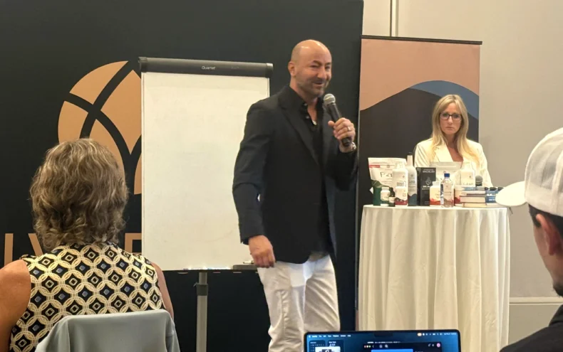 Jared Burnett delivering LivePURE leadership training presentation