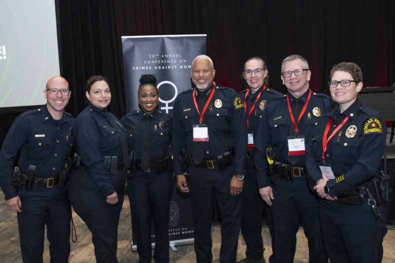Law enforcement professionals attending the Conference on Crimes Against Women supported by initiatives focused on women's safety.