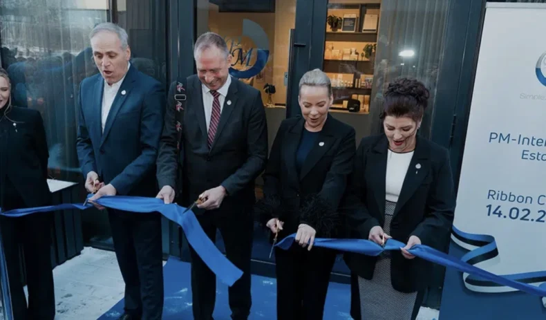 PM-International opens new Estonia Office. Executives at ribbon-cutting grand opening event.