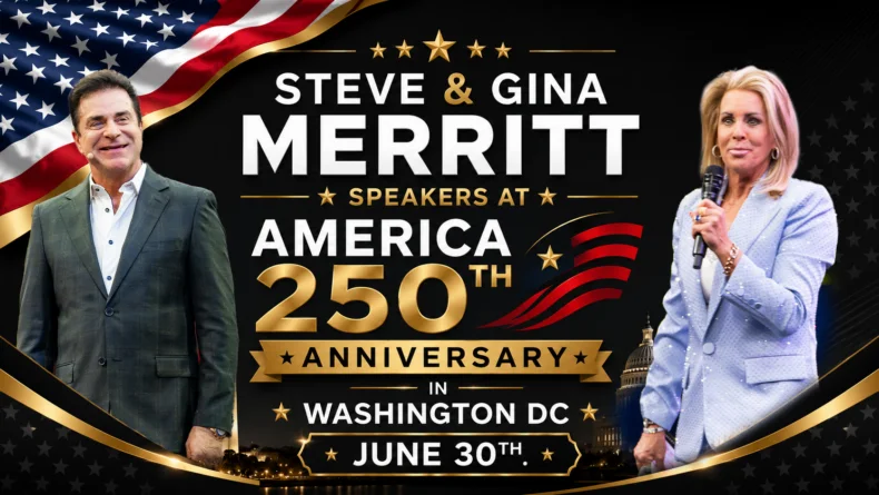 Steve and Gina Merritt speaking at America’s 250th Anniversary Summit in Washington DC