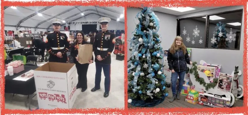APLGO associates supporting Toys for Tots and holiday charity efforts with community volunteers