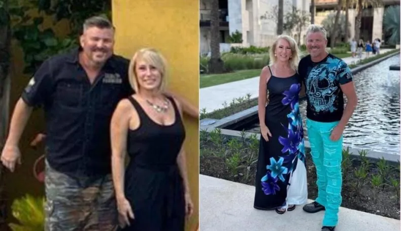 Tim Malsom and Kelly Vincent, before and after their health transformation, using APLGO products