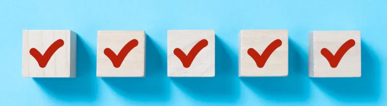 Checklist with check marks representing daily standards and consistent habits