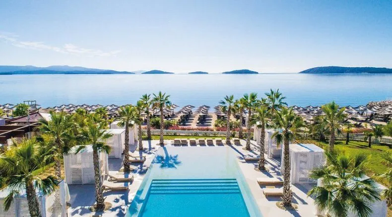 Infinity pool overlooking the Adriatic Sea at the DreamLux resort in Croatia