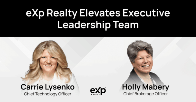 eXp Realty executive leadership announcement featuring Carrie Lysenko and Holly Mabery