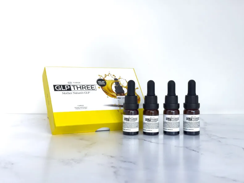 GLP THREE 4-Pack product box with four bottles