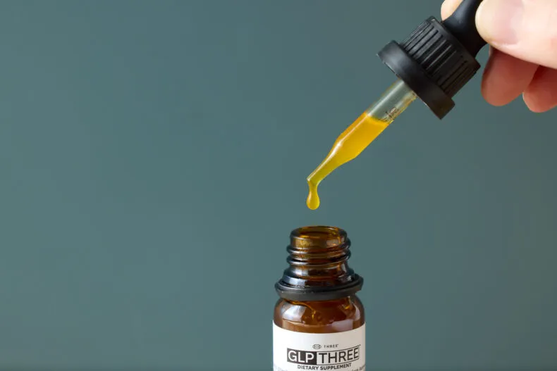 GLP THREE liquid metabolic wellness supplement dropper