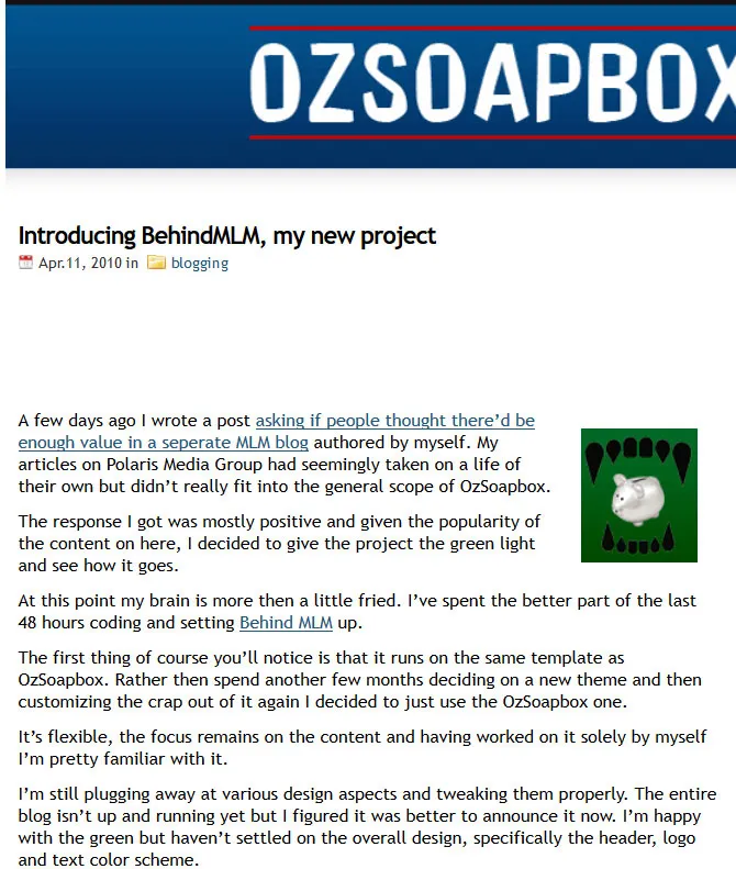 Introducing Behind MLM by OzSoapbox April 2010