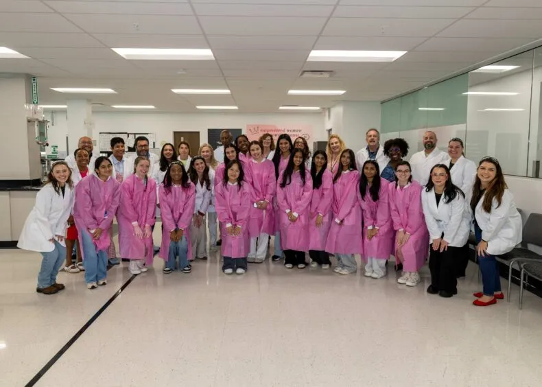 Mary Kay Women in STEM students group lab experience