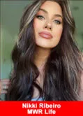 Nikki Ribeiro, MWR Life leader and seven-figure network marketing mentor, with long brunette hair and confident expression.
