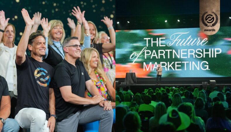 Partner.Co leadership and attendees celebrating Globee Awards for Business recognition at a global event