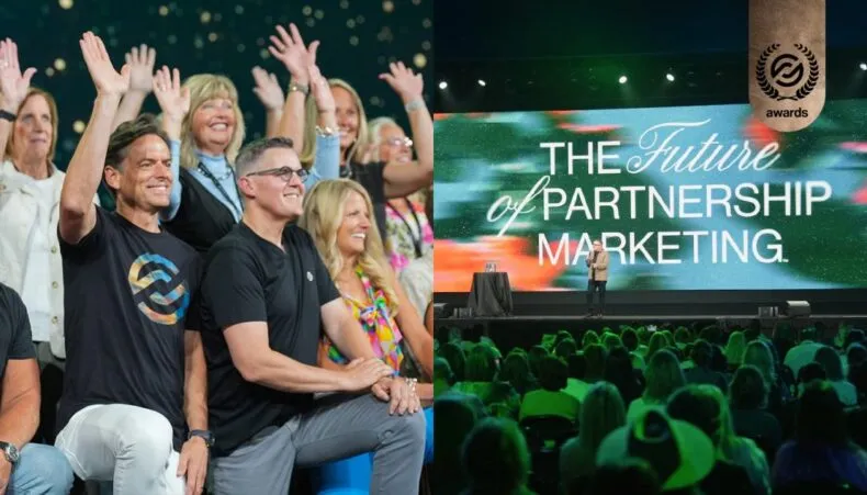 Partner.Co leadership and attendees celebrating Globee Awards for Business recognition at a global event