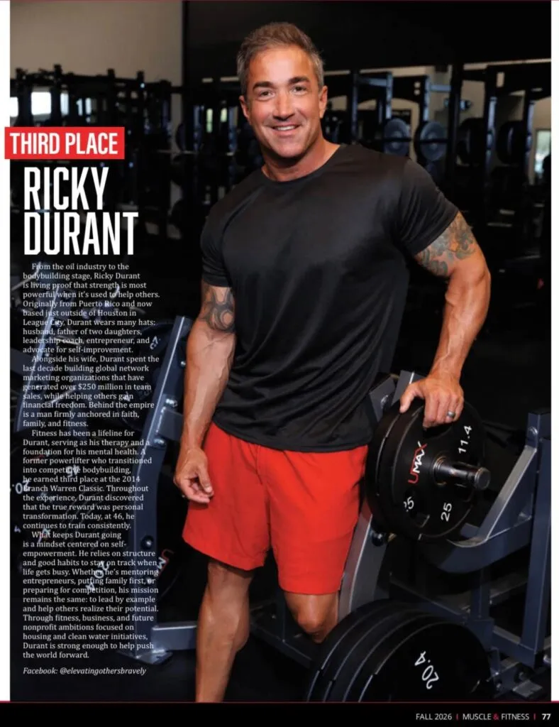 Ricky Durant's third-place Mr. Health & Fitness profile in Muscle & Fitness magazine