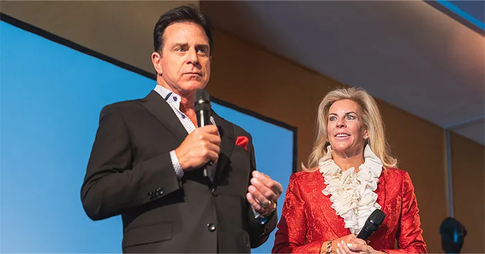 Steve and Gina Merritt speaking at Road To UNSTOPPABLE Tour
