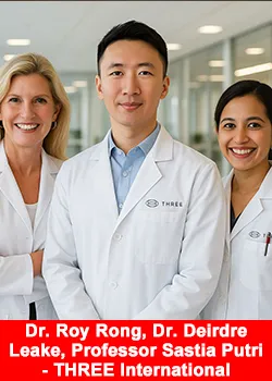 THREE Scientific Advisory Board members Dr. Roy Rong, Dr. Deirdre Leake, and Professor Sastia Putri, leaders in medicine, wellness, and biotechnology.