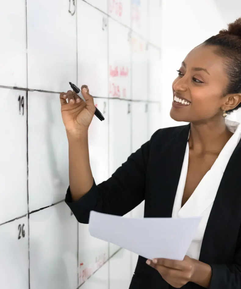 Professional planning tasks on a calendar representing weekly leadership standards