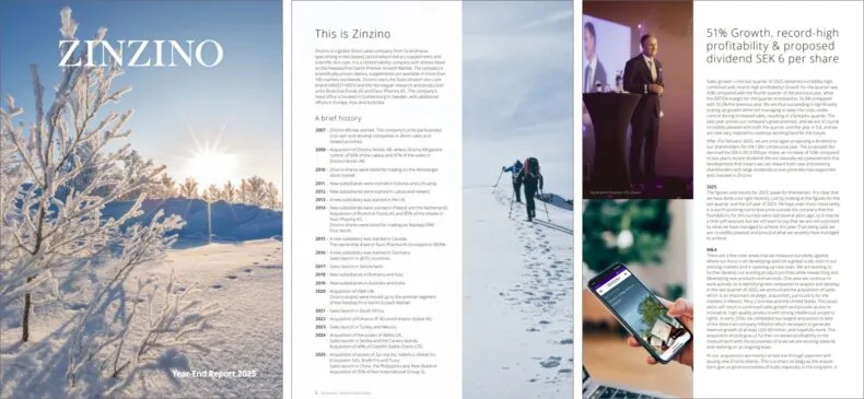 Zinzino Year-End Report 2025 – 51% Growth and SEK 6 Dividend Proposal